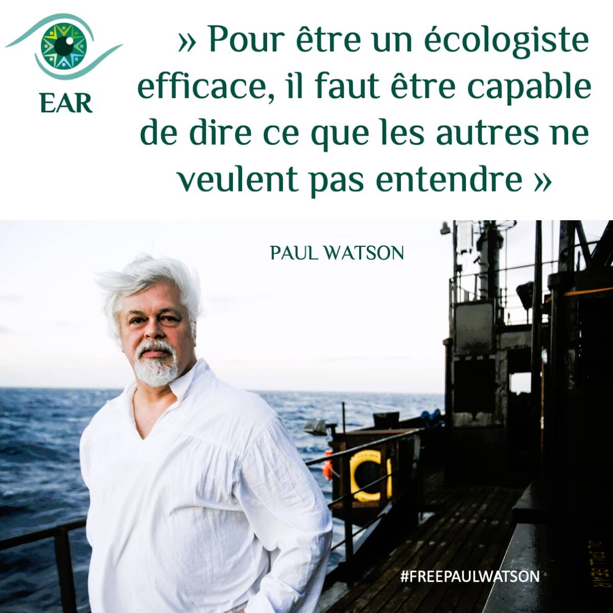 Paul Watson Pour etre un écologiste efficace, il faut être capable de dire ce que les autres ne veulent pas entendre.